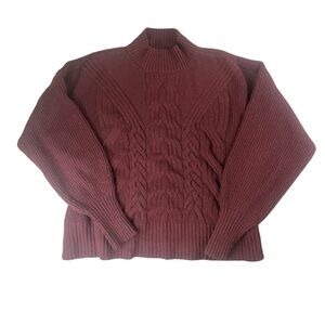 Simply Vera Vera Wang Maroon Cable Knit Turtleneck Sweater